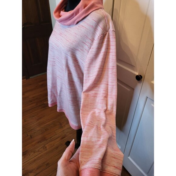 Chico's Weekend Peach Cowl Neck Sweatshirt XL (3) Athleisure Sporty Preppy - Picture 4 of 7